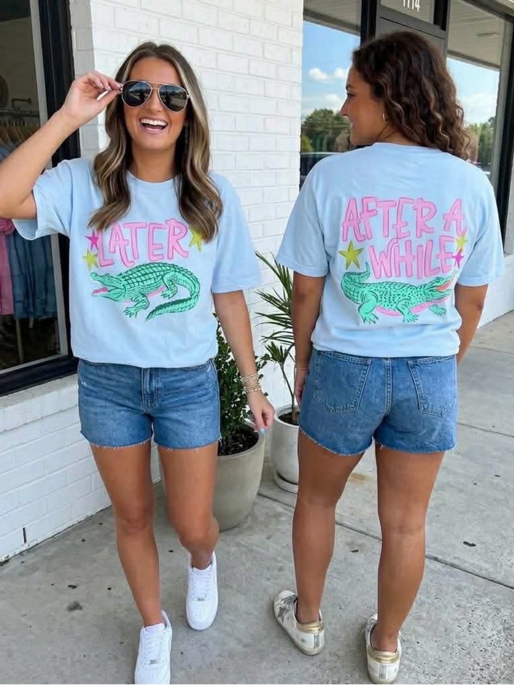 Graphic 'Later' Gator in Light Blue Comfort Colors Small-XL